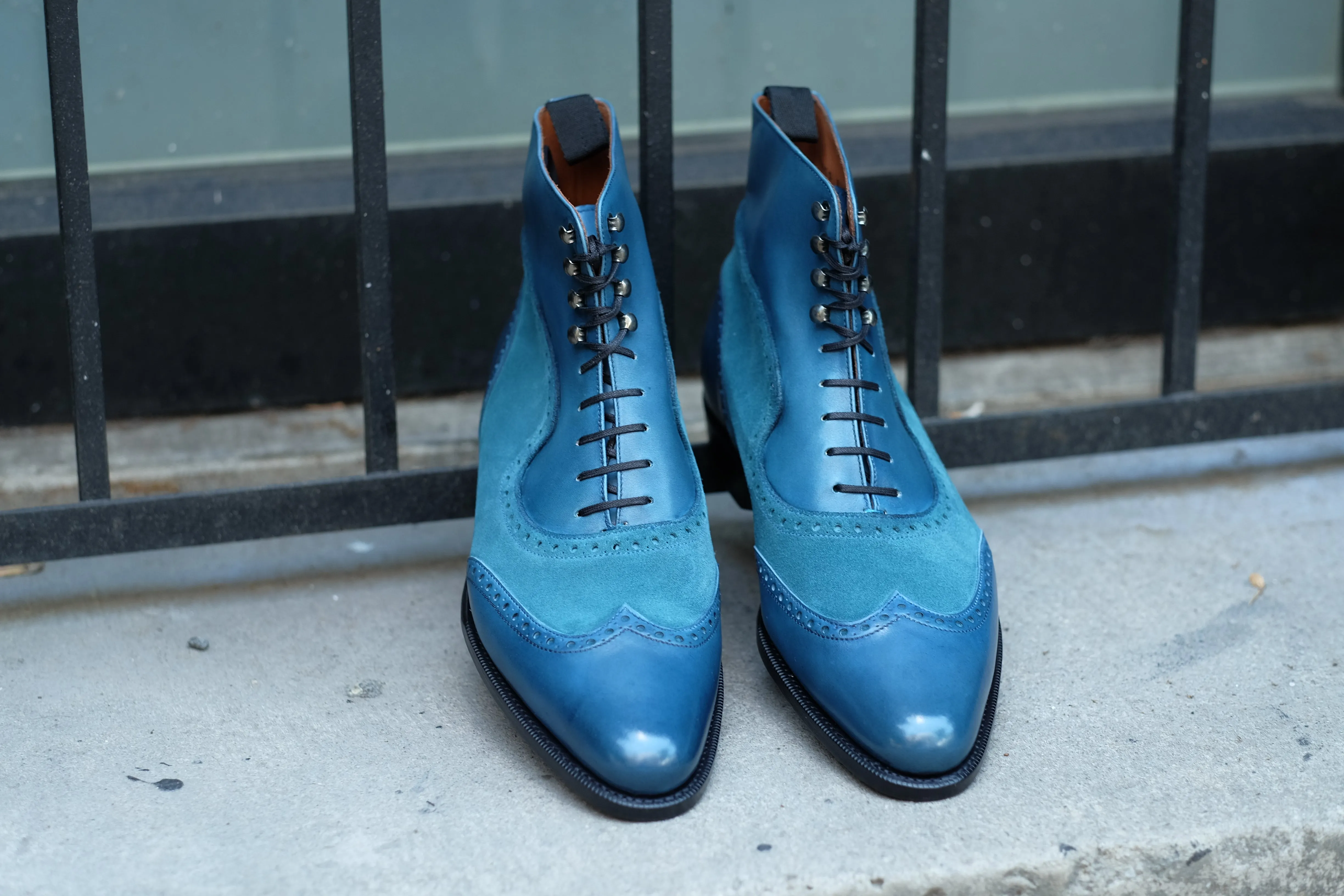 Starkey - MTO - Shaded Teal Calf / Teal Suede  - JKF Last - Single Leather Sole