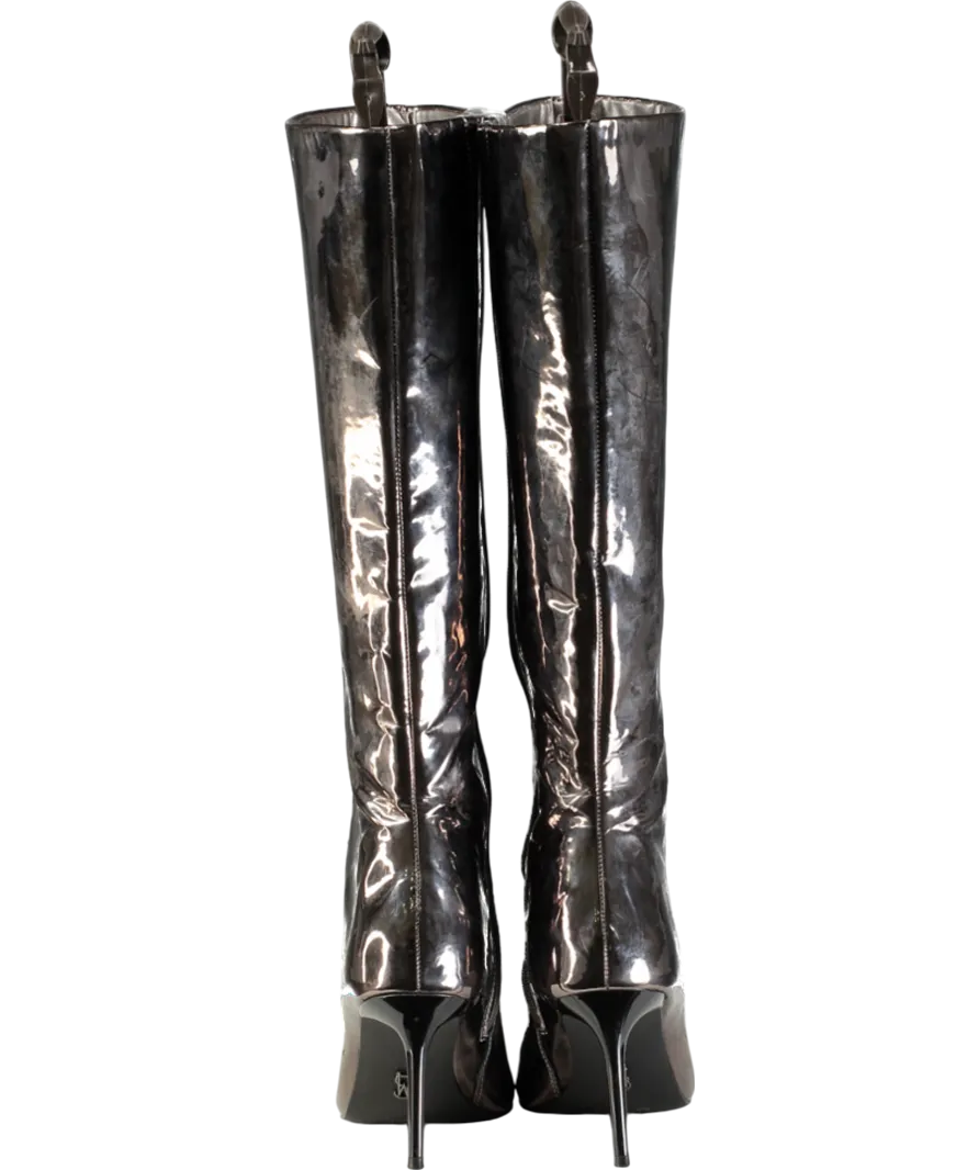 STEVE MADDEN Grey Lovable Patent Heeled Boots UK 6 EU 39 👠