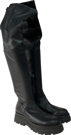 Stradivarius Black Women's Flat Knee-high Boots UK 6 EU 39 👠