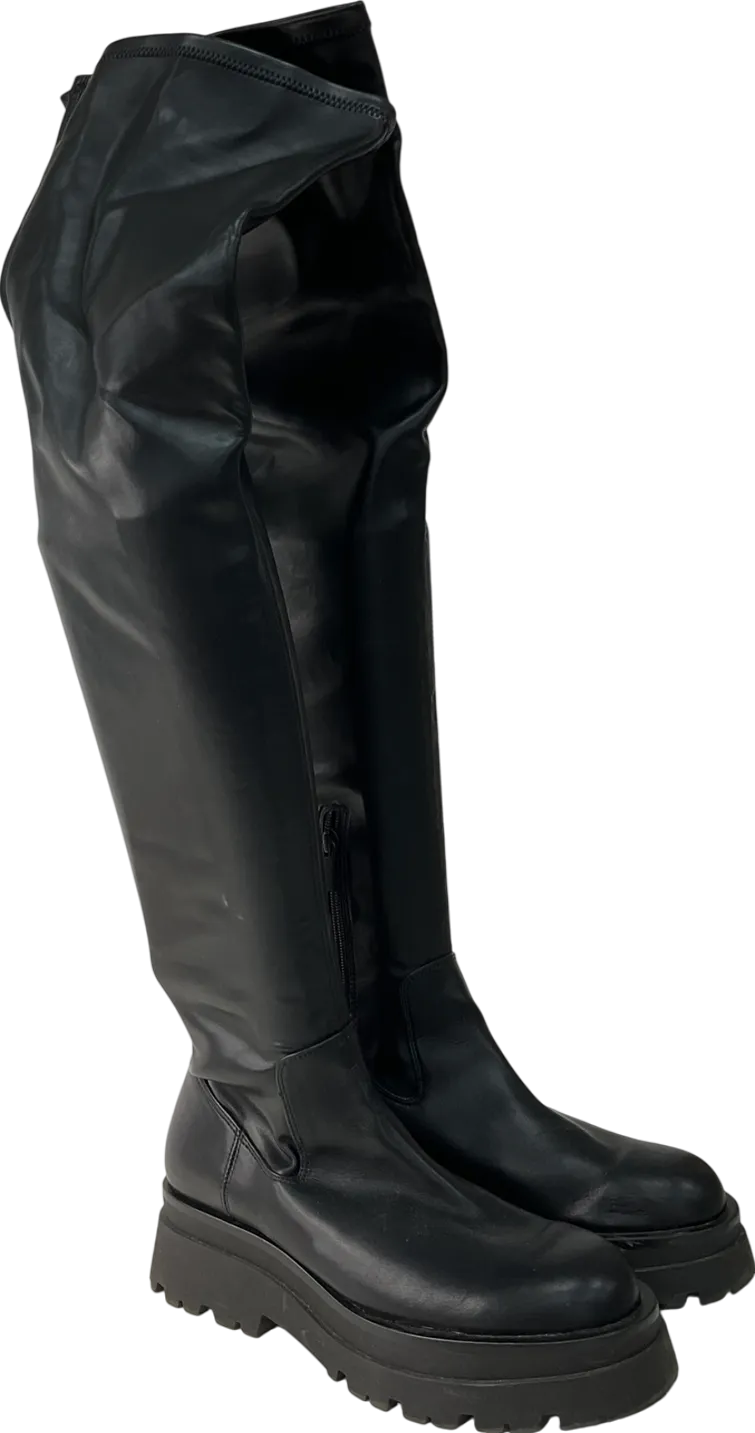 Stradivarius Black Women's Flat Knee-high Boots UK 6 EU 39 👠