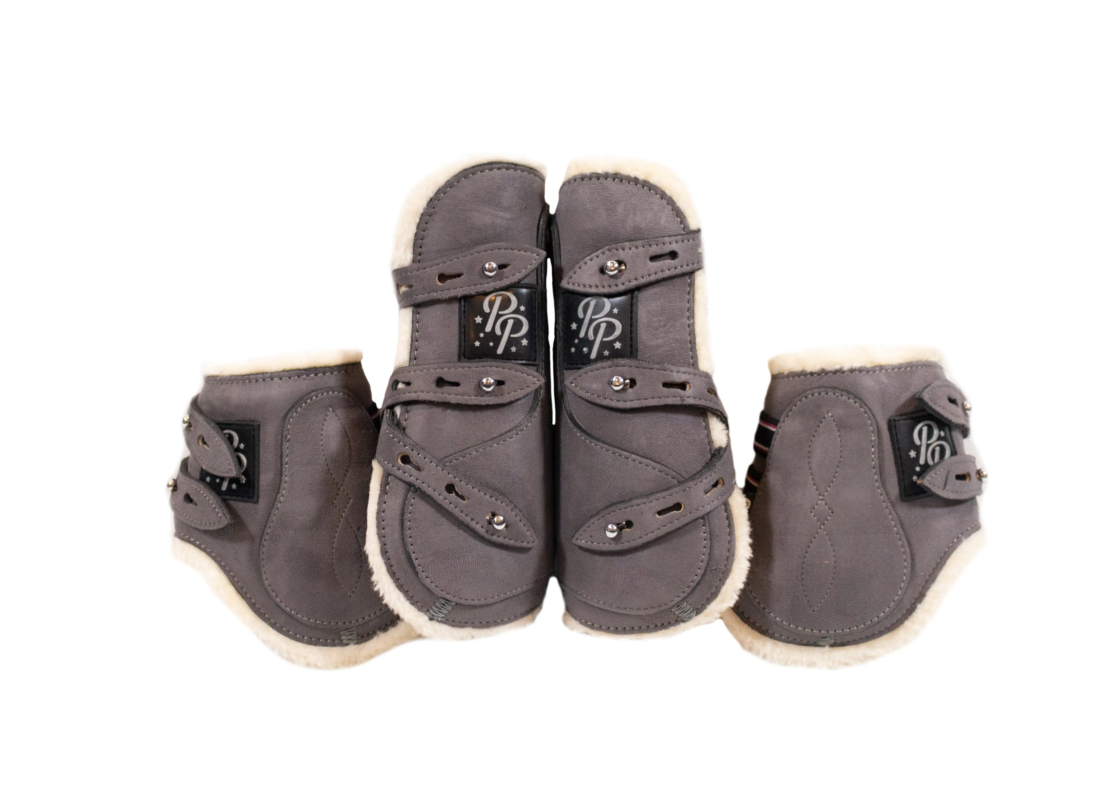 Suede Open Front Boots - Set of Four