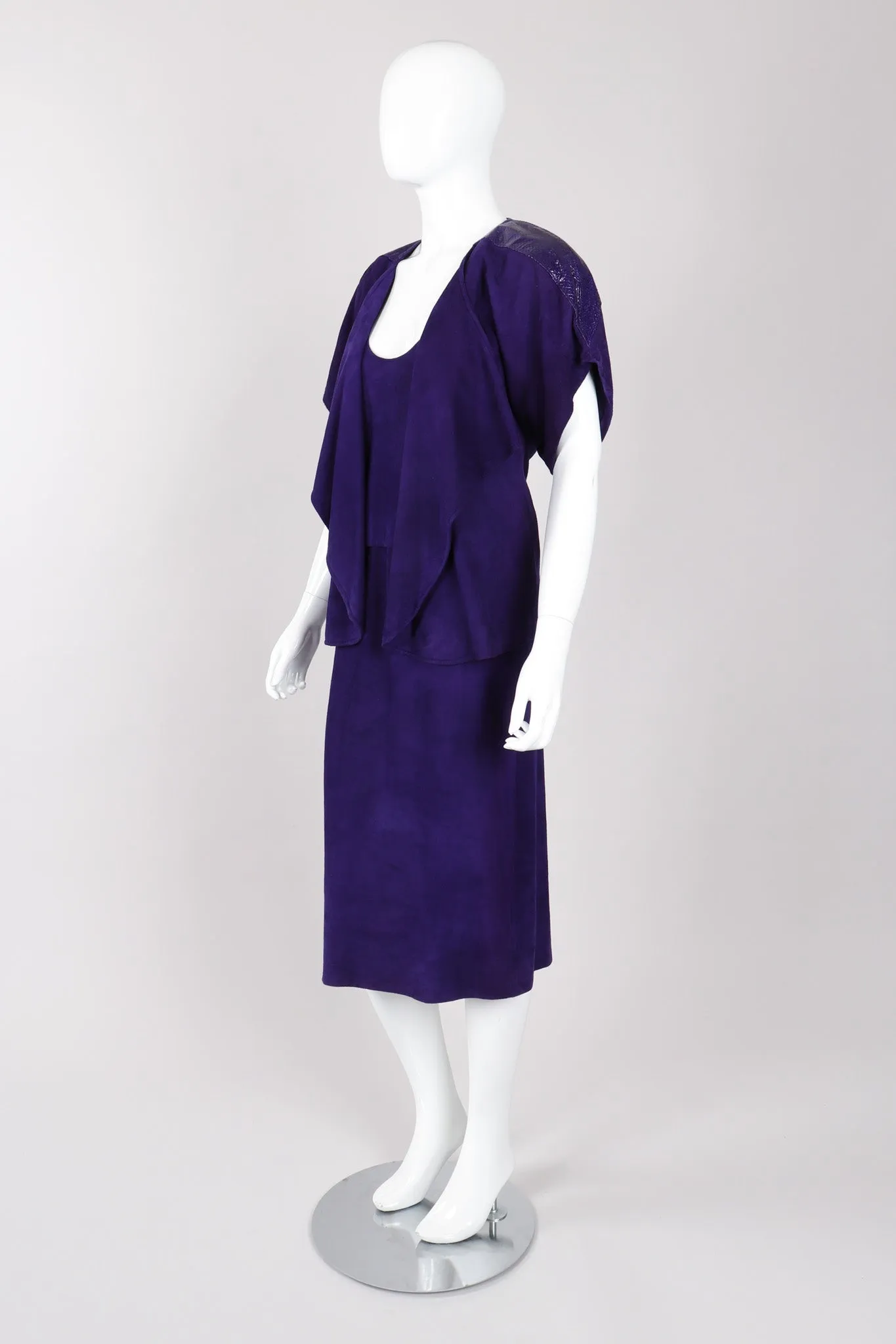 Suede Top Skirt & Jacket Set