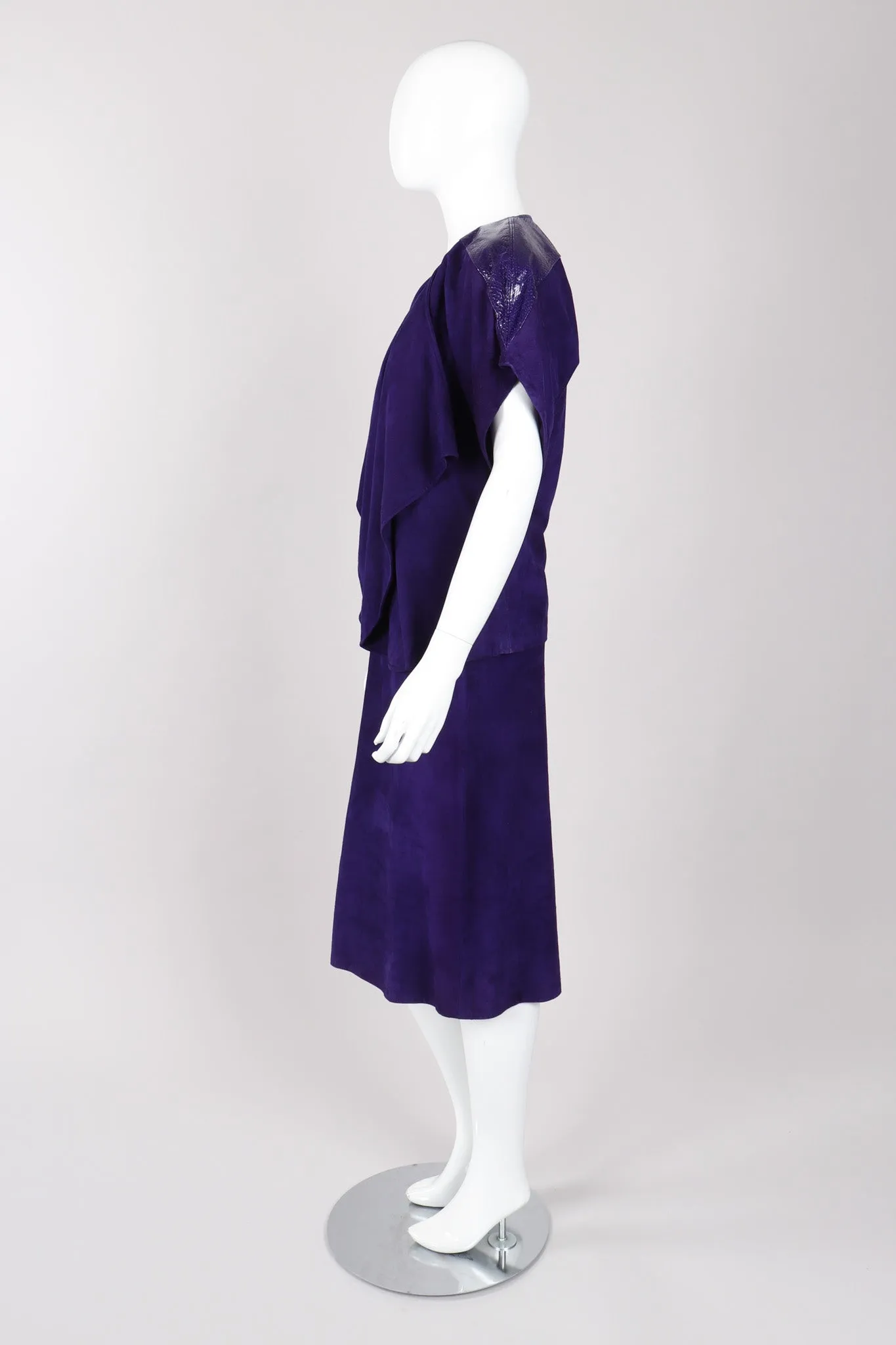 Suede Top Skirt & Jacket Set