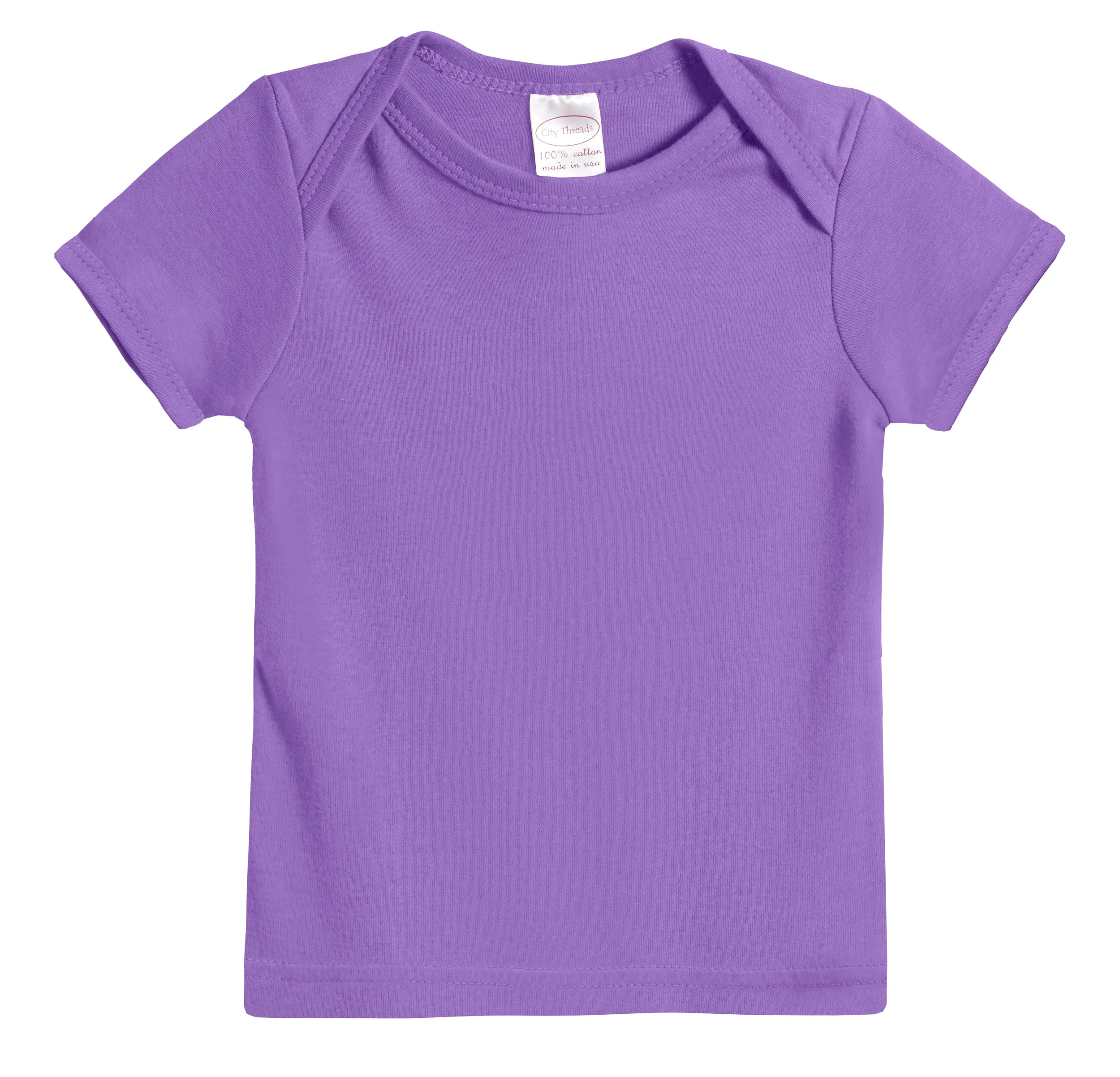 Super-Soft Organic Cotton Baby Rib Short Sleeve Lap Tee| Deep Purple