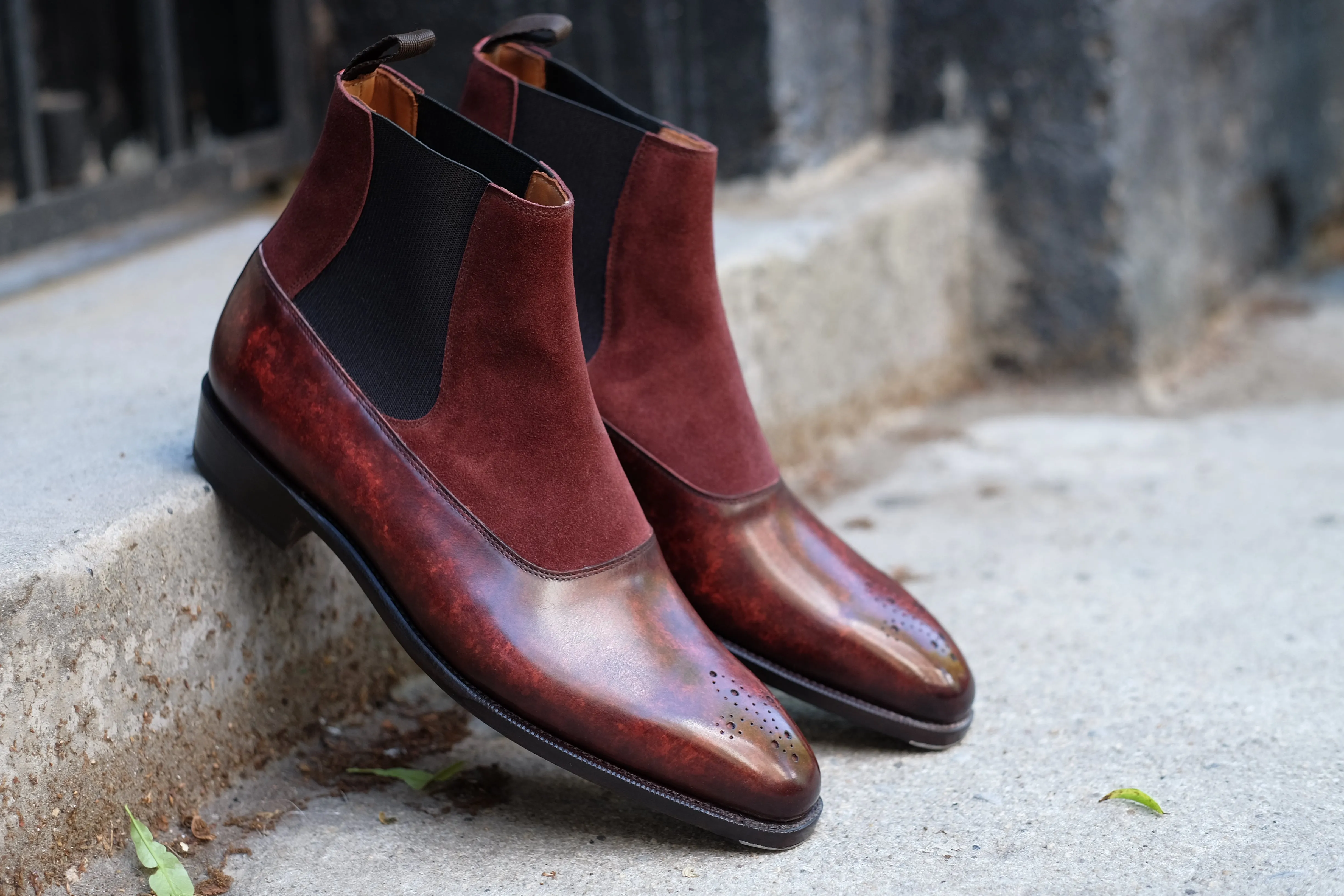 The RL - MTO - Walnut Marble Patina / Burgundy Suede - LPB Last - Single Leather Sole