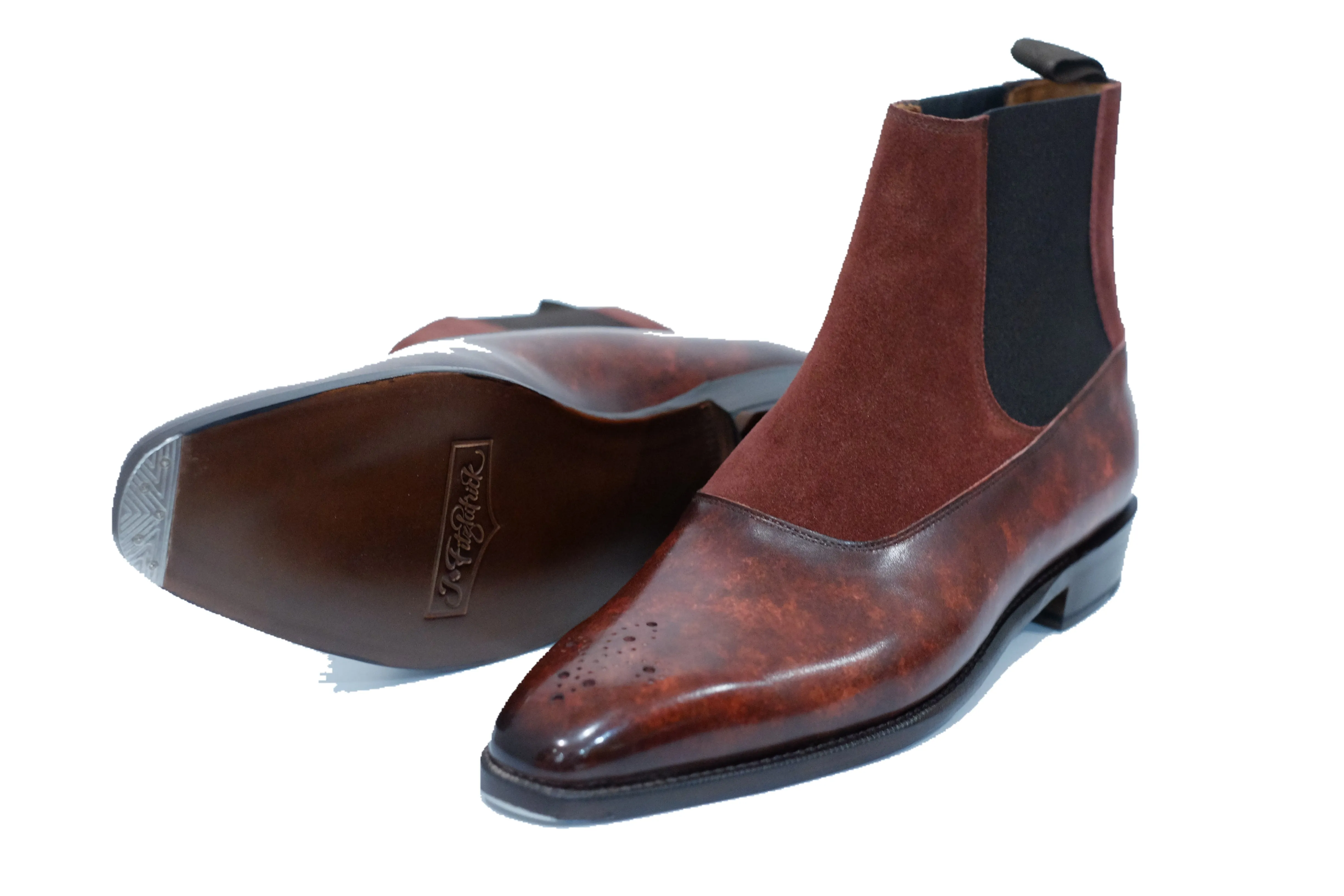 The RL - MTO - Walnut Marble Patina / Burgundy Suede - LPB Last - Single Leather Sole