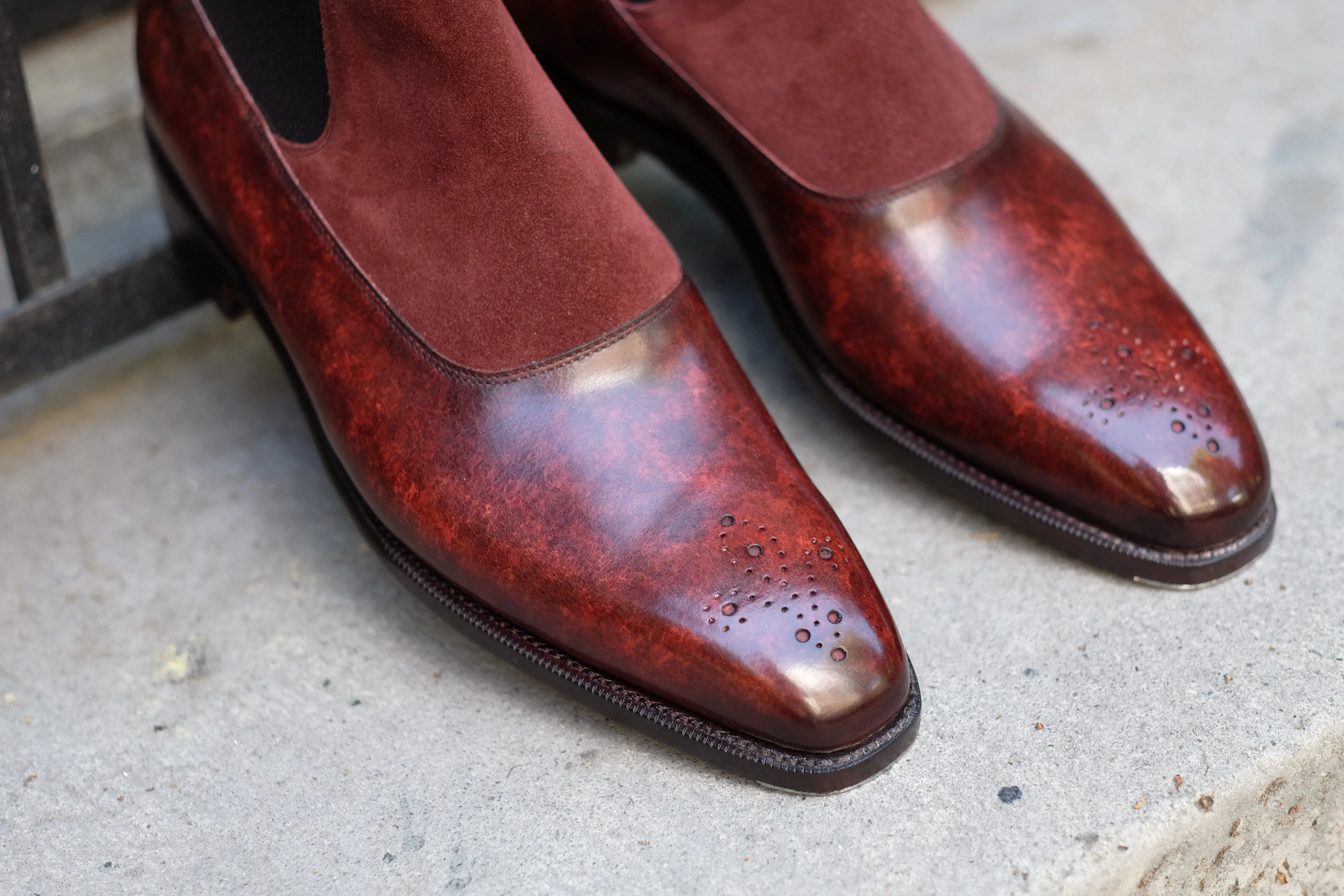 The RL - MTO - Walnut Marble Patina / Burgundy Suede - LPB Last - Single Leather Sole