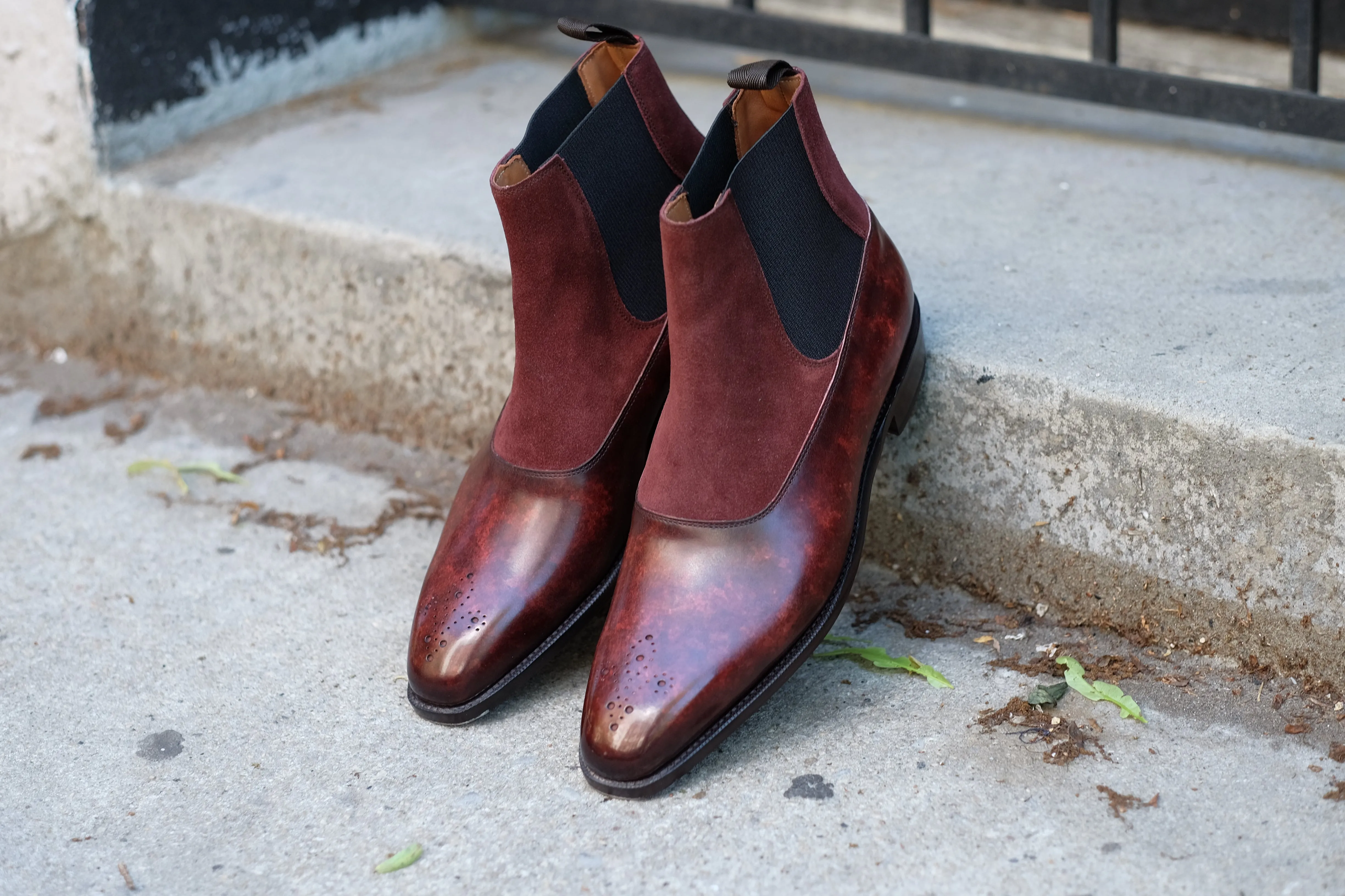The RL - MTO - Walnut Marble Patina / Burgundy Suede - LPB Last - Single Leather Sole