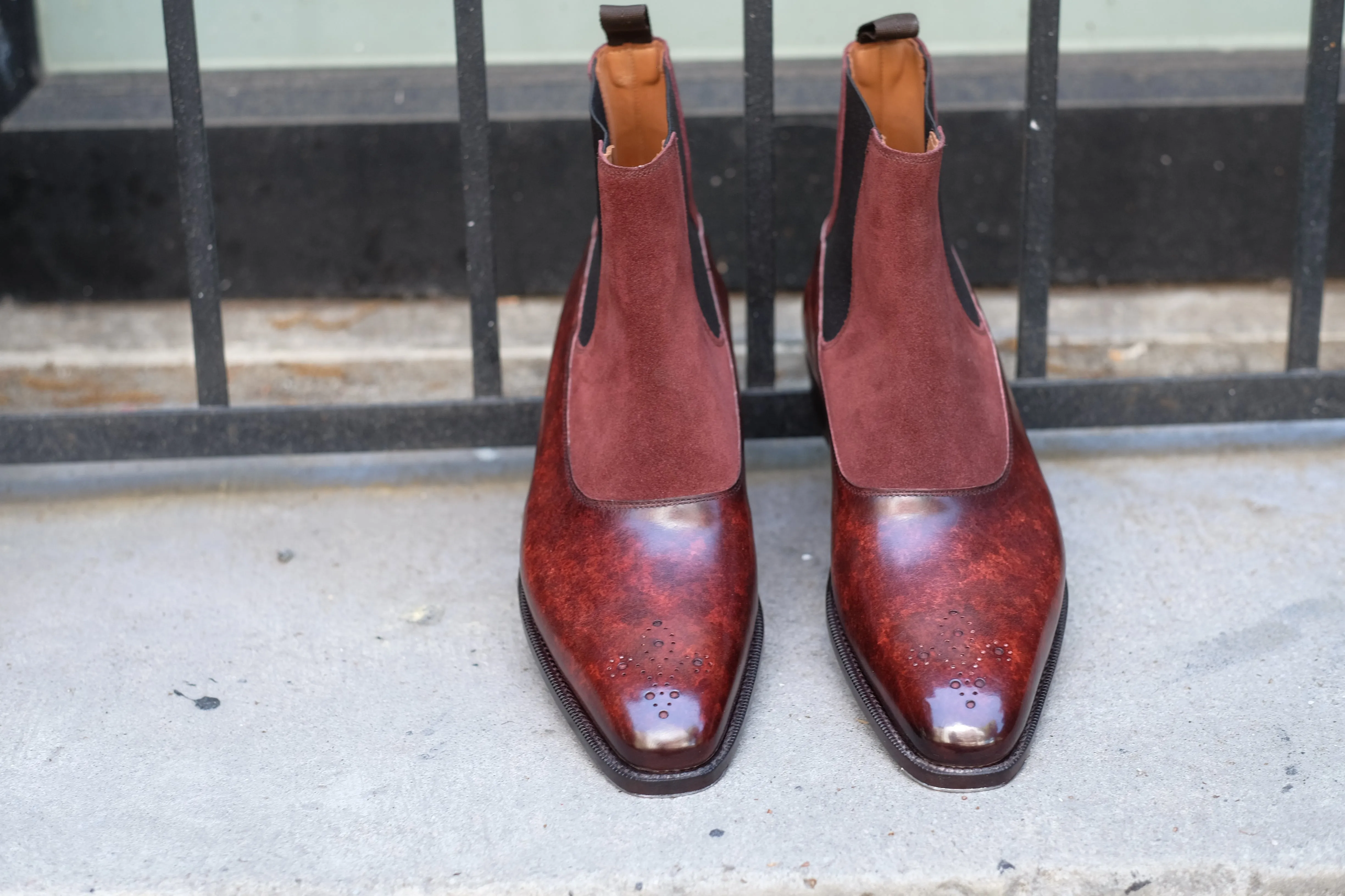 The RL - MTO - Walnut Marble Patina / Burgundy Suede - LPB Last - Single Leather Sole