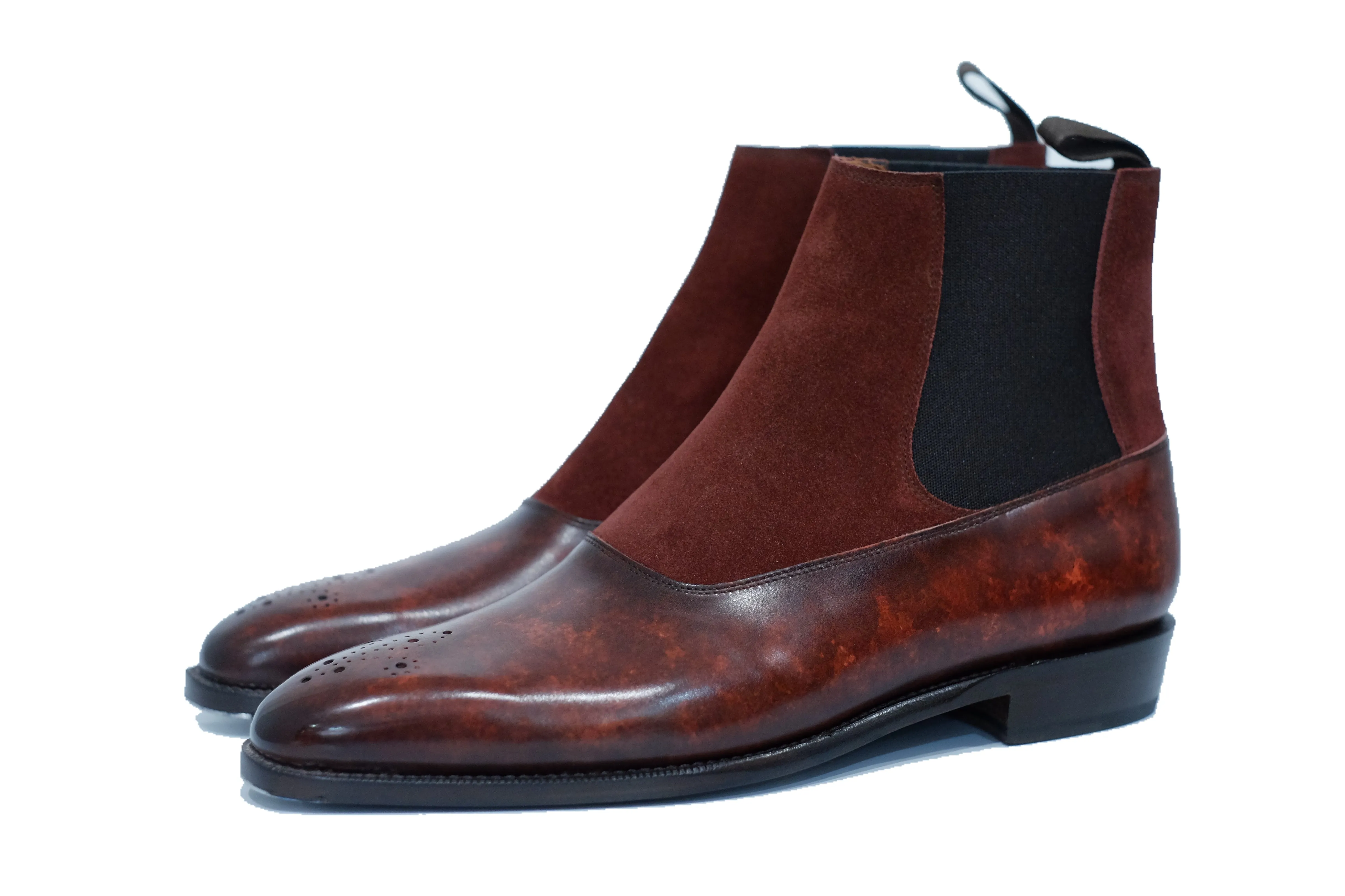 The RL - MTO - Walnut Marble Patina / Burgundy Suede - LPB Last - Single Leather Sole