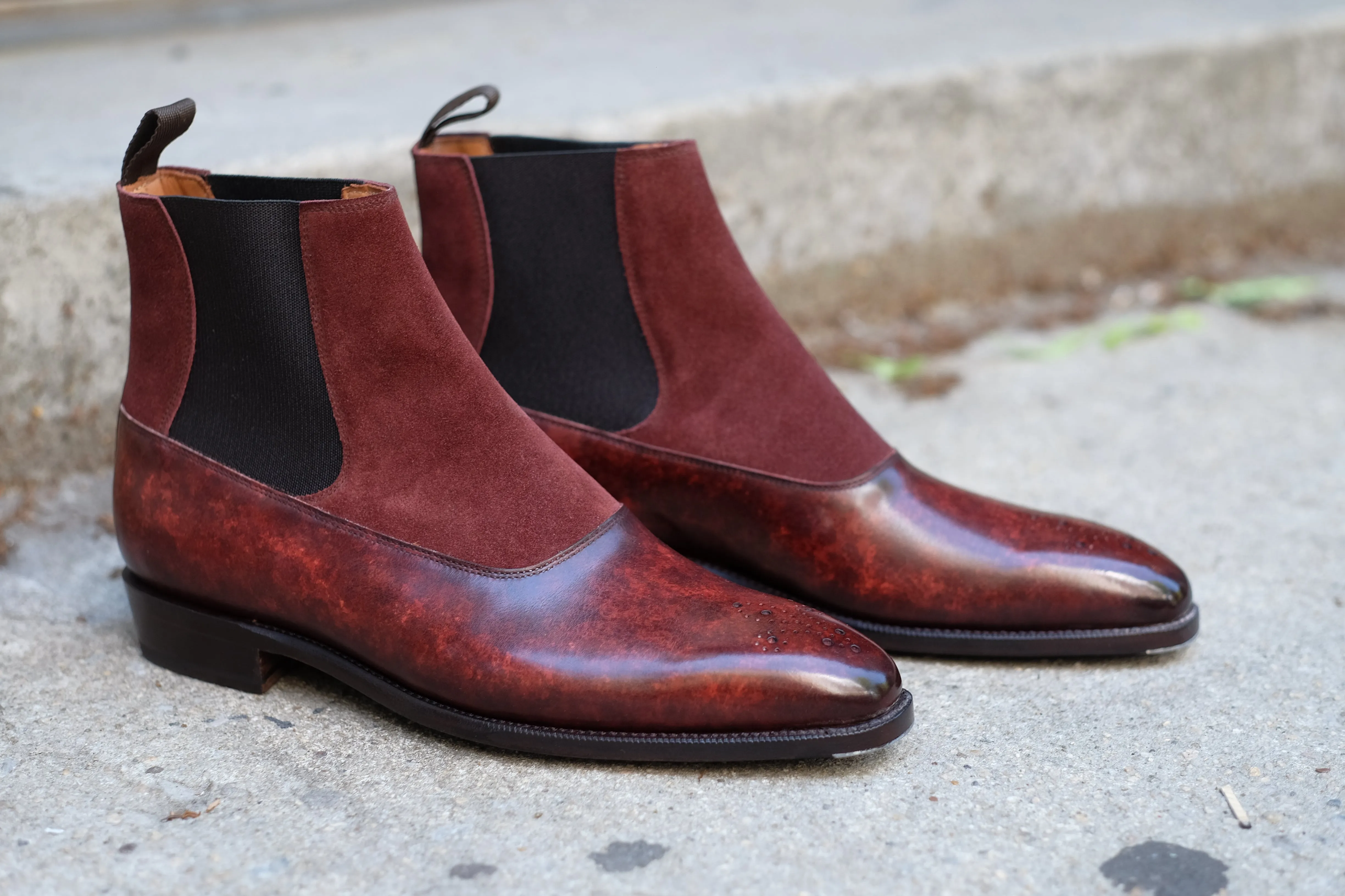 The RL - MTO - Walnut Marble Patina / Burgundy Suede - LPB Last - Single Leather Sole