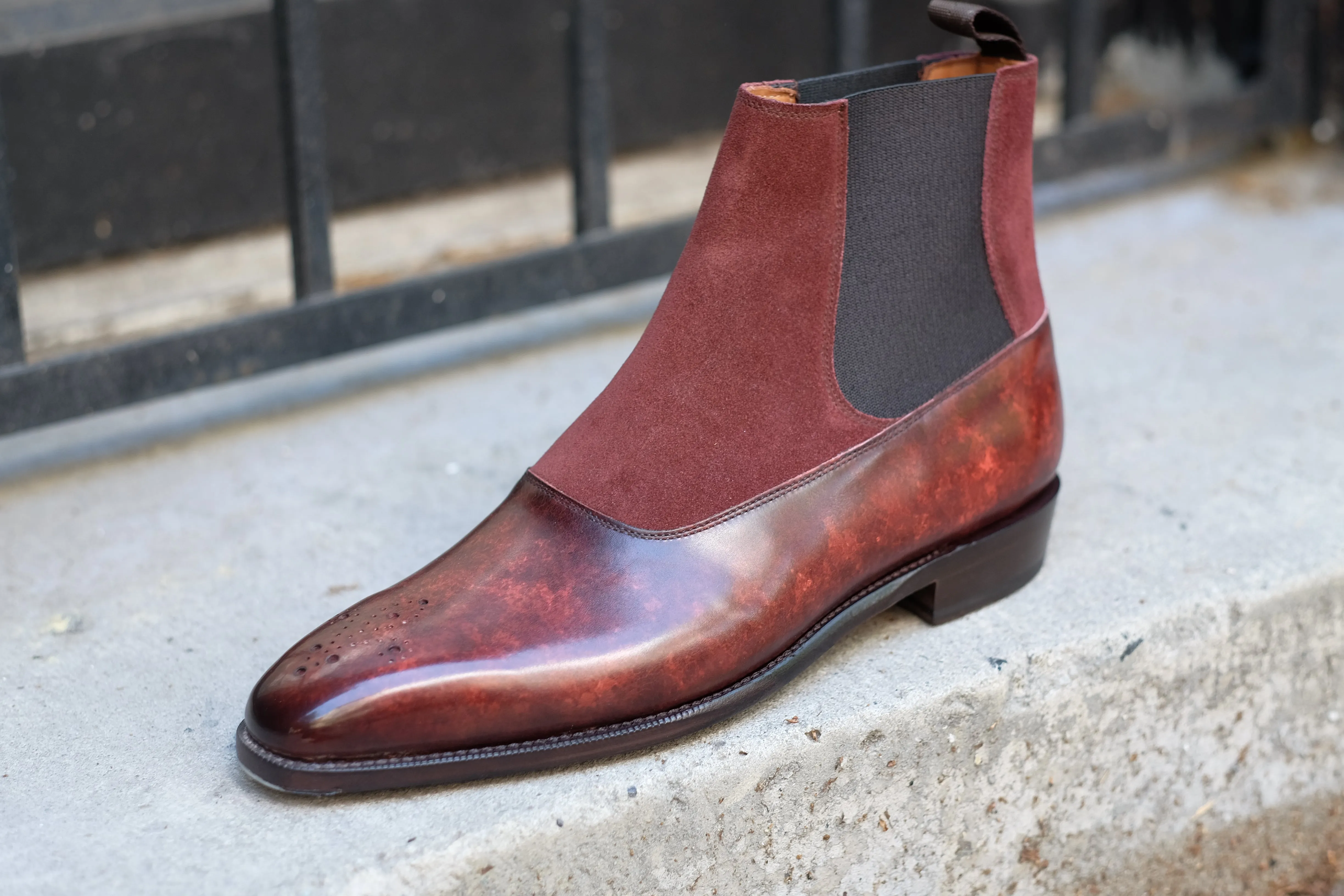 The RL - MTO - Walnut Marble Patina / Burgundy Suede - LPB Last - Single Leather Sole