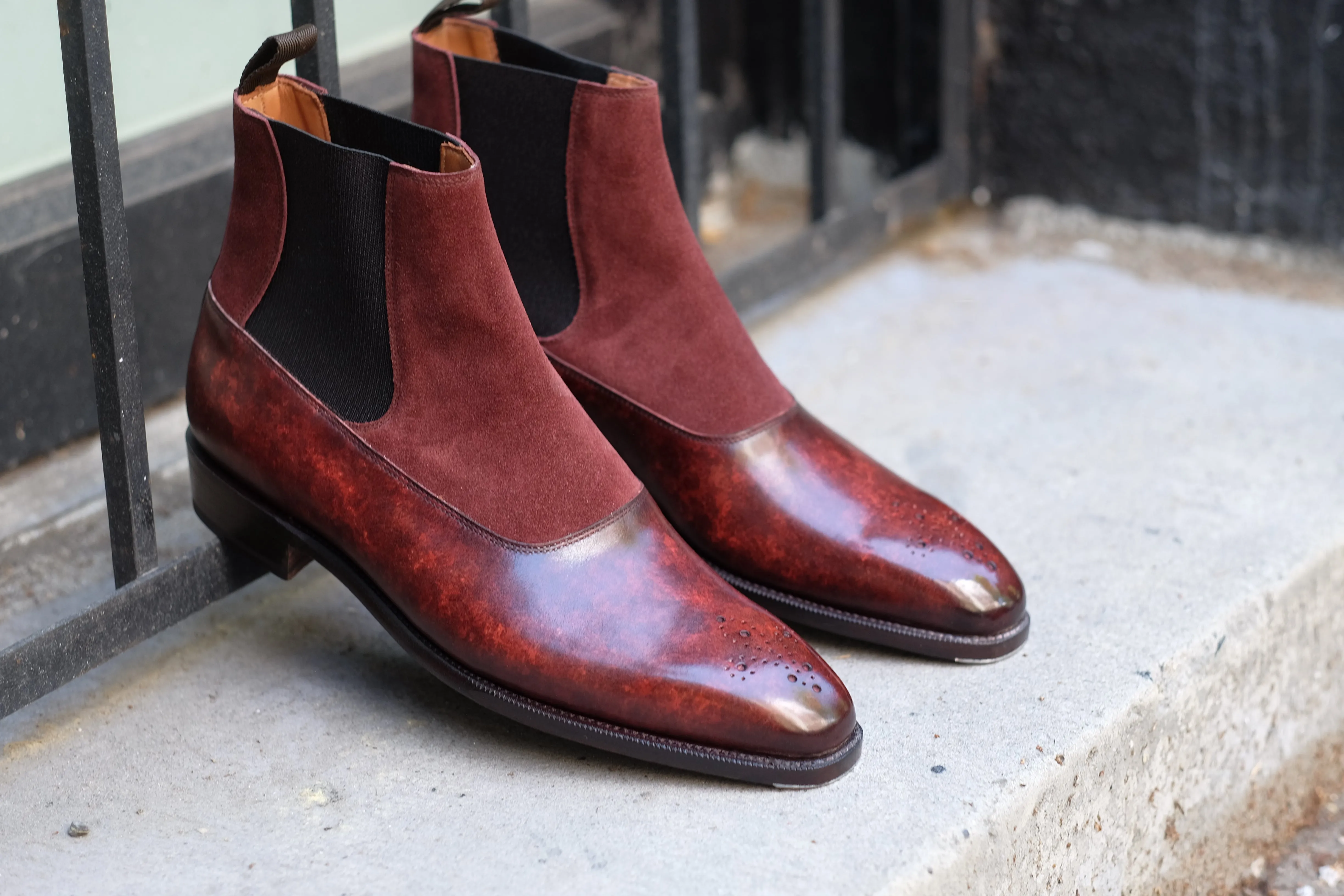 The RL - MTO - Walnut Marble Patina / Burgundy Suede - LPB Last - Single Leather Sole