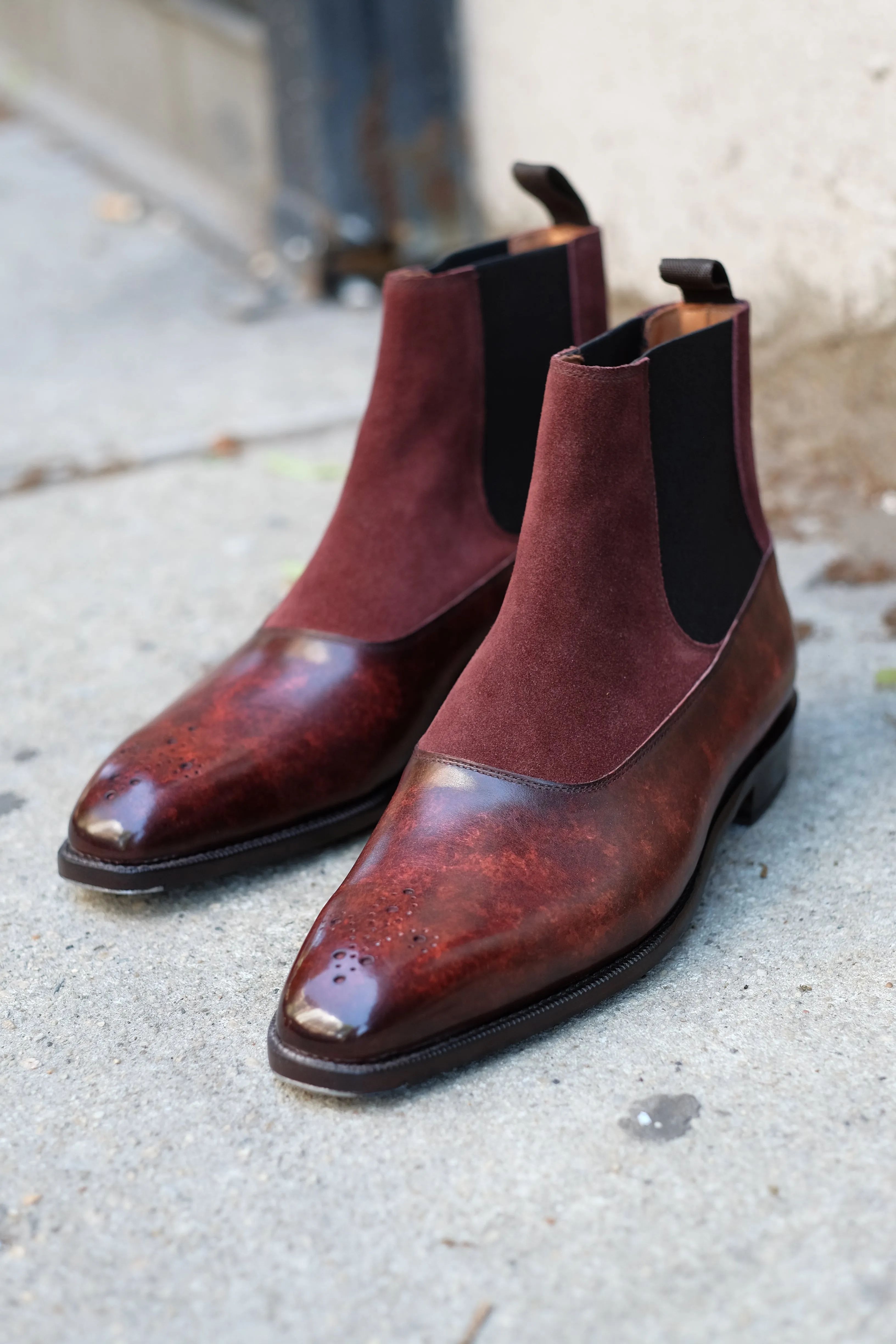 The RL - MTO - Walnut Marble Patina / Burgundy Suede - LPB Last - Single Leather Sole