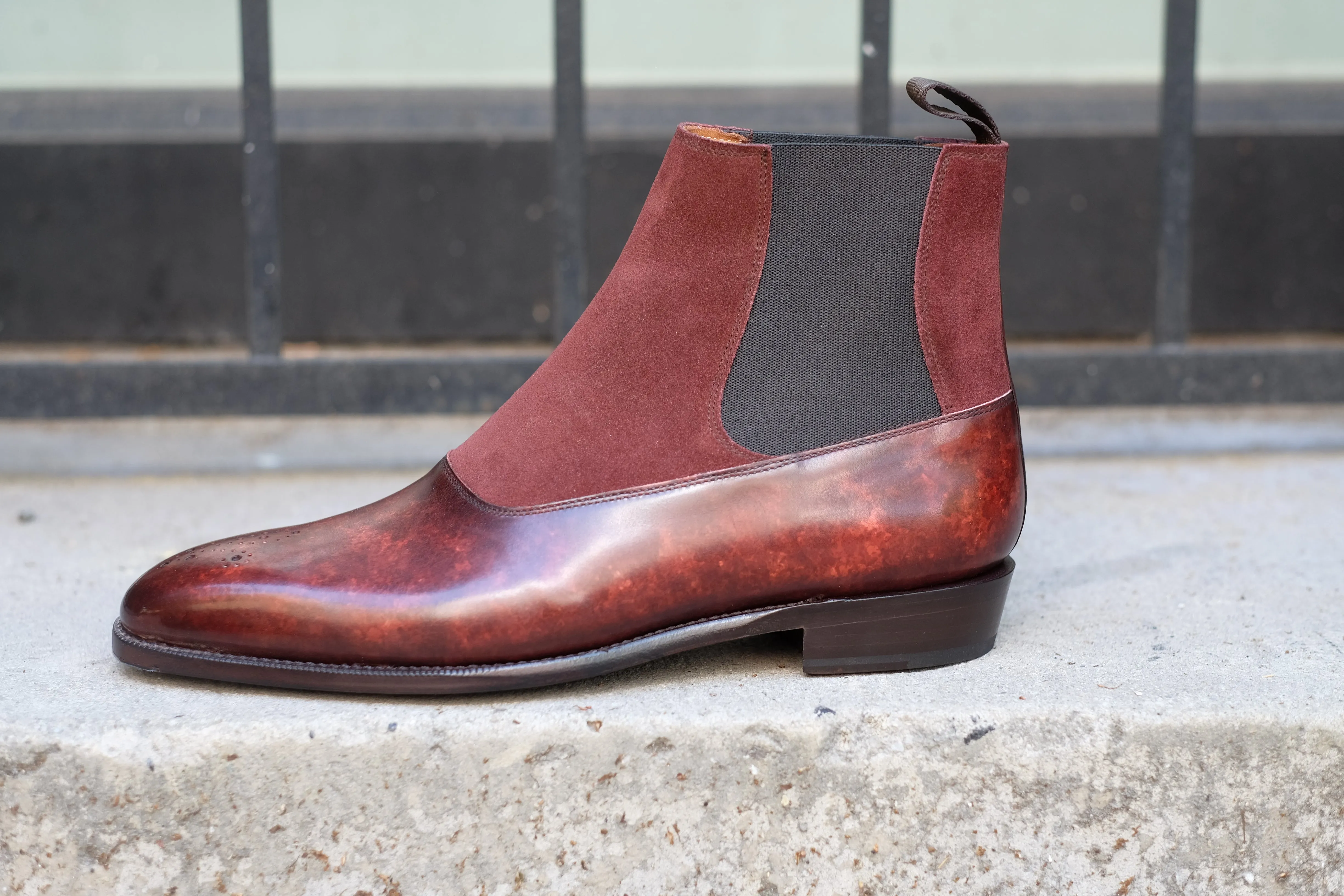 The RL - MTO - Walnut Marble Patina / Burgundy Suede - LPB Last - Single Leather Sole
