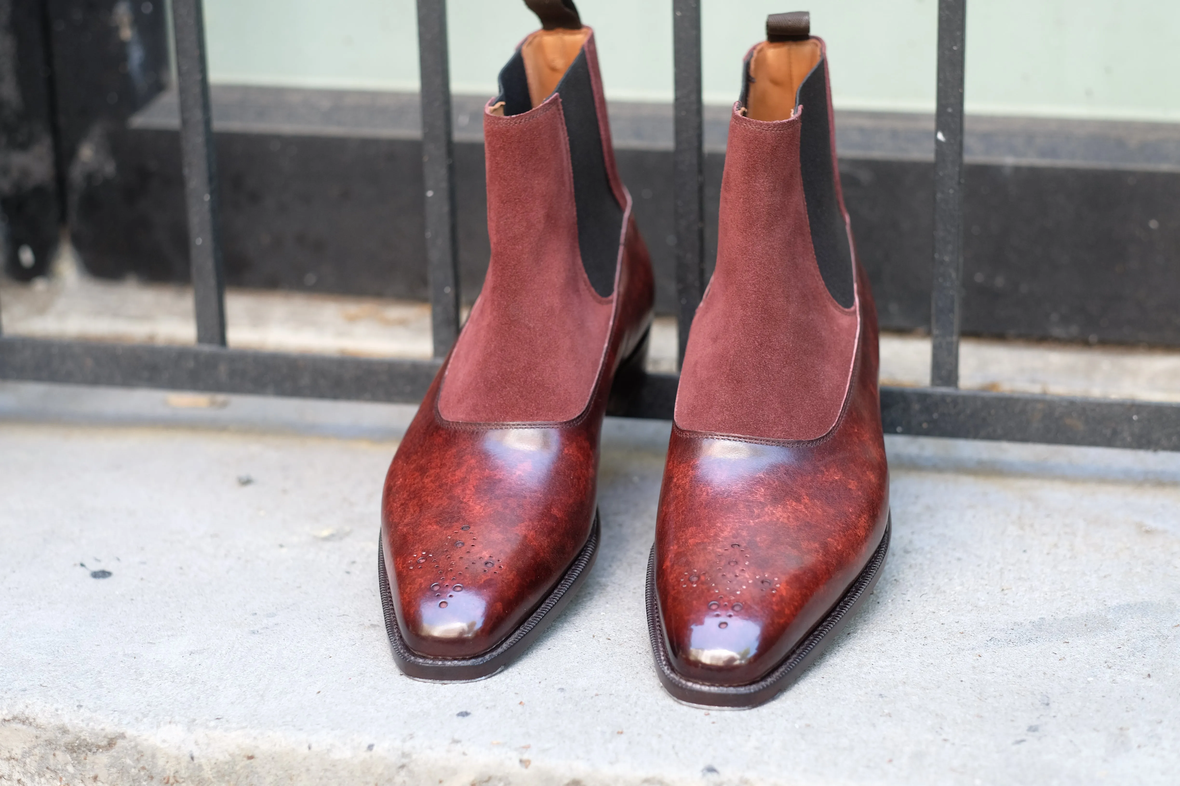The RL - MTO - Walnut Marble Patina / Burgundy Suede - LPB Last - Single Leather Sole