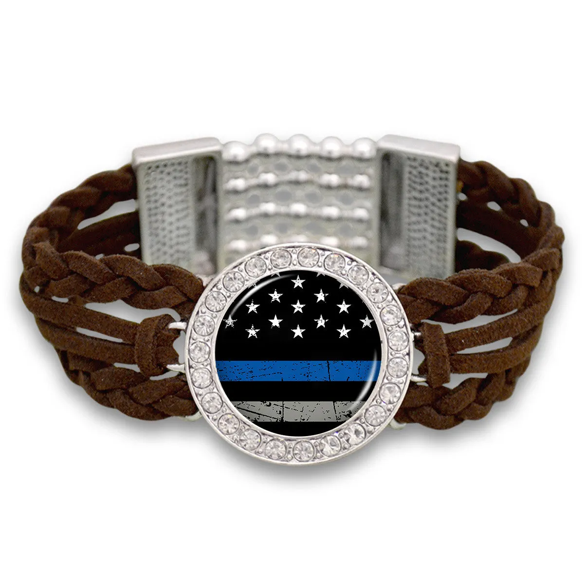 Thin Blue Line Outdoors Suede Stretch Bracelet