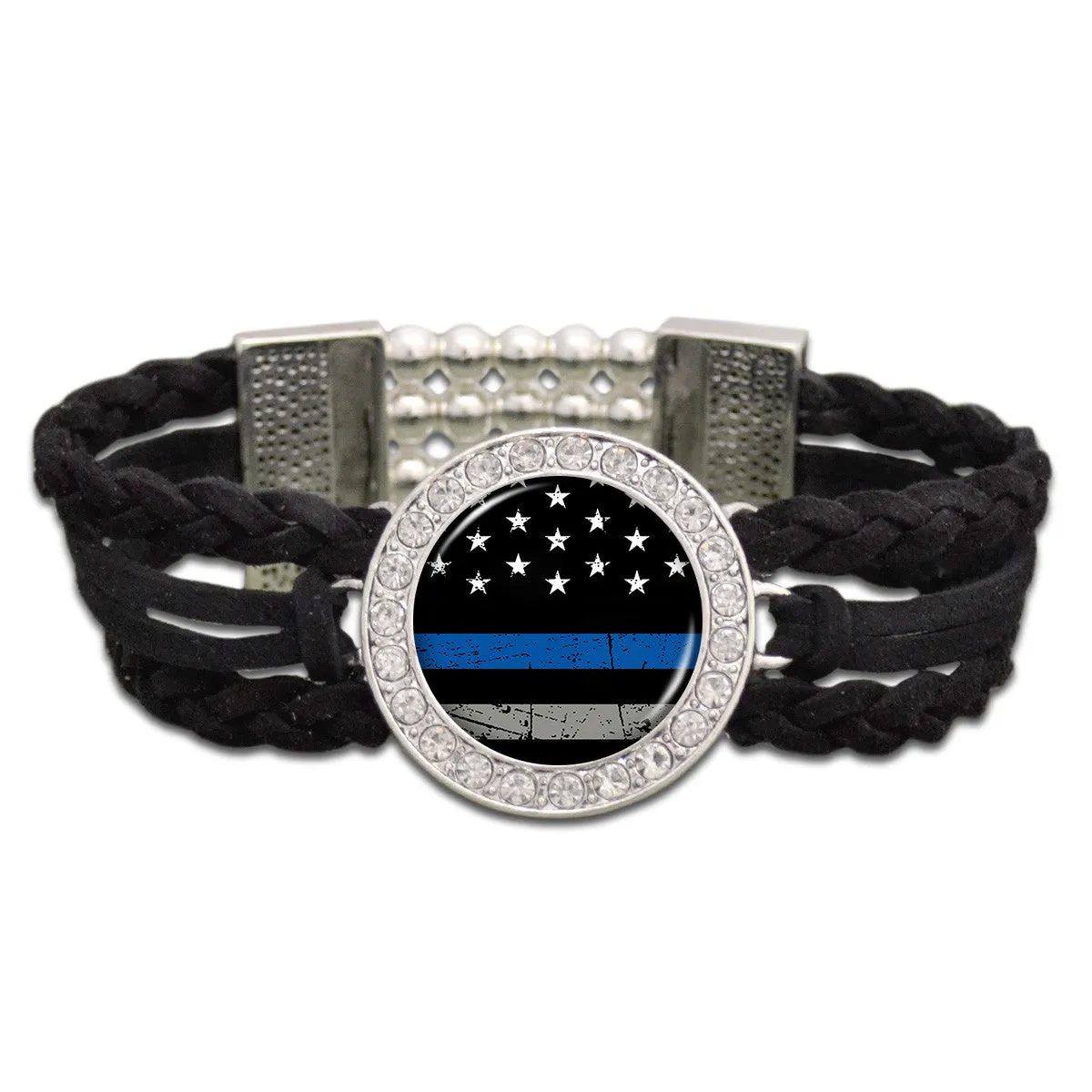 Thin Blue Line Outdoors Suede Stretch Bracelet