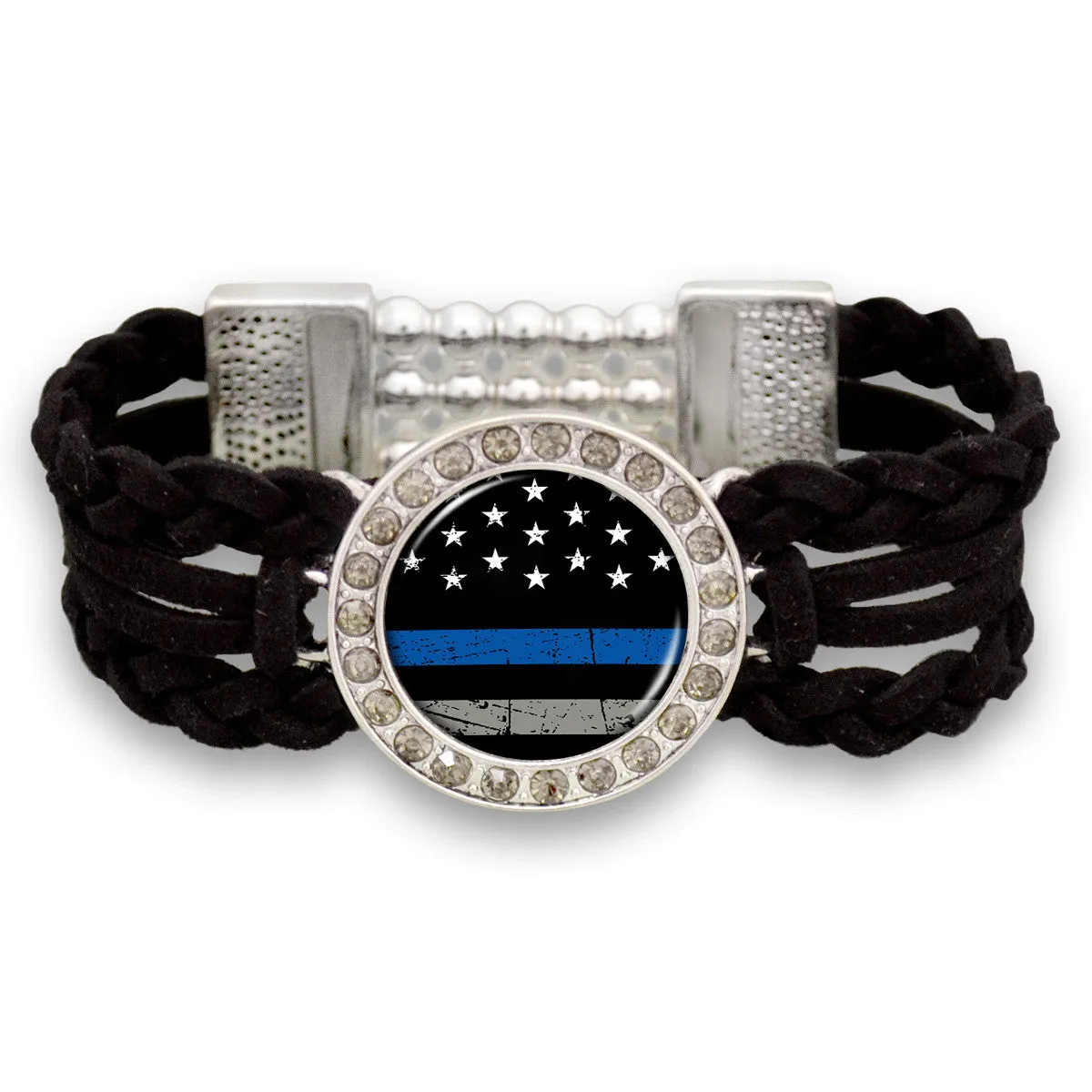 Thin Blue Line Outdoors Suede Stretch Bracelet