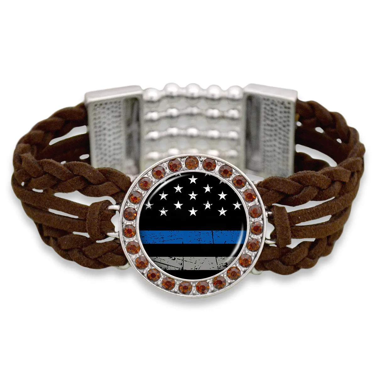 Thin Blue Line Outdoors Suede Stretch Bracelet
