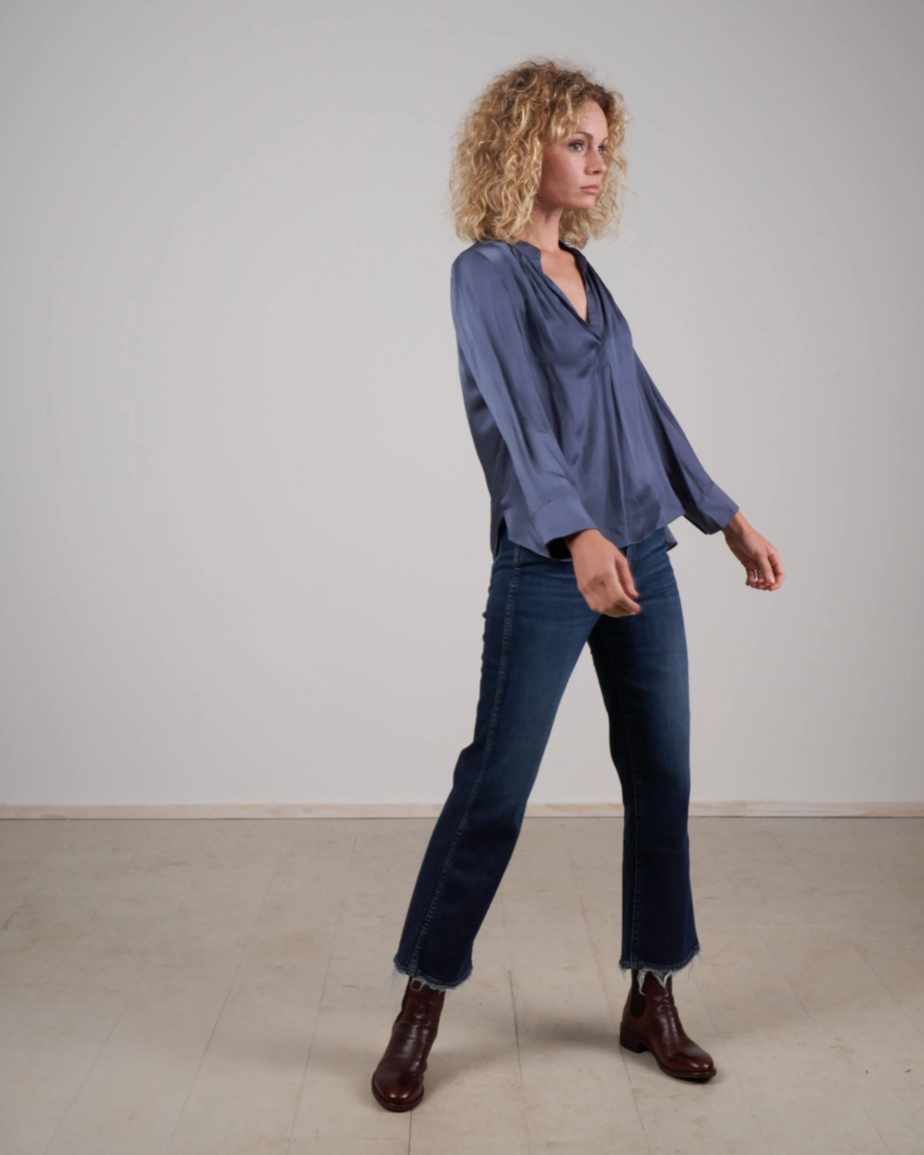 tink satin blouse - bleu de gris