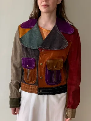 Vintage colorblock suede jacket