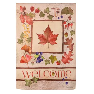 Welcome Fall Leaf Suede House Flags,13s11982