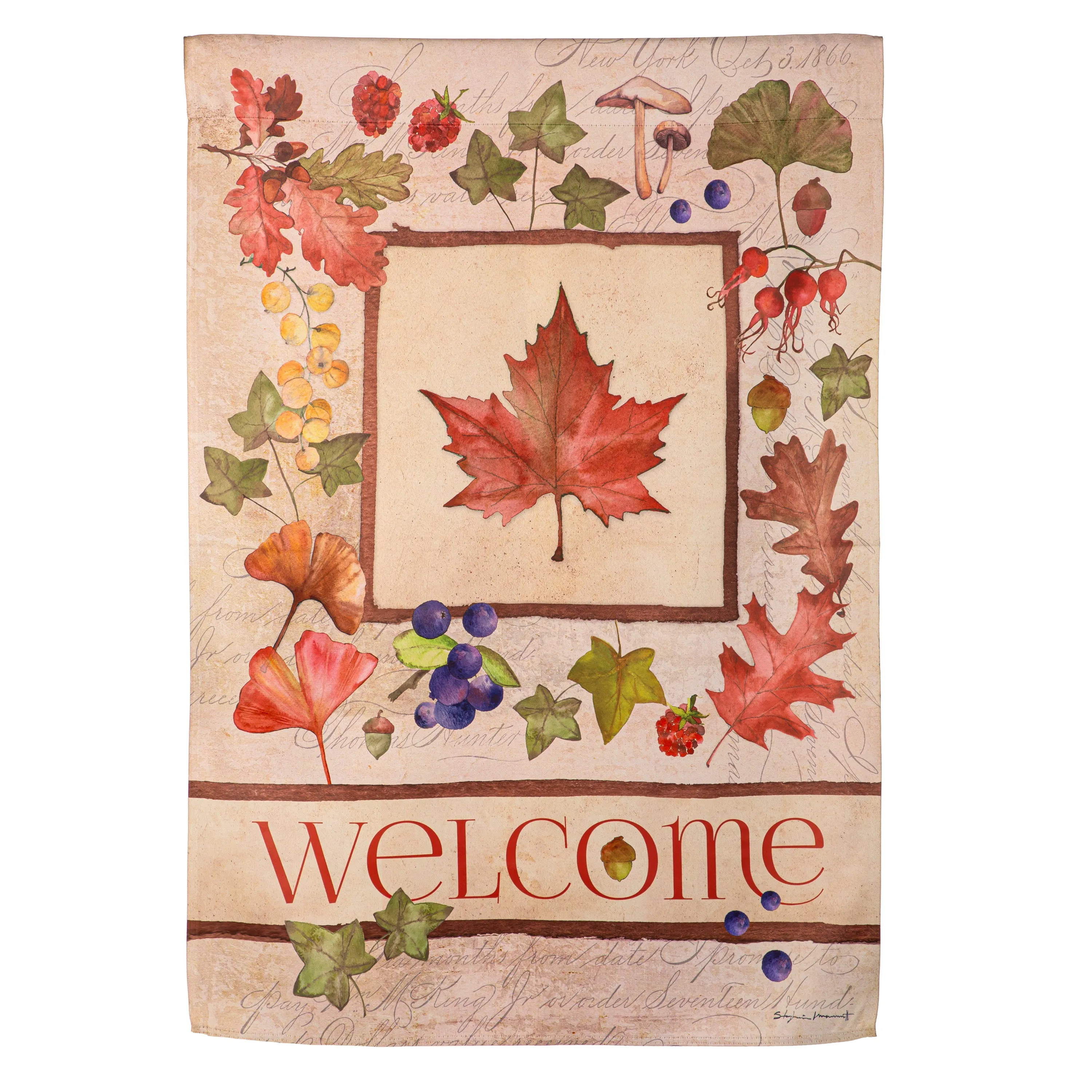 Welcome Fall Leaf Suede House Flags,13s11982
