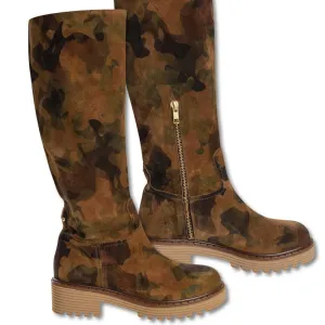 Women's Spanish Suede Camo Boots