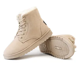 Women's Winter Faux Suede Ankle Snow Boots - Beige/Black/Pink/Gray