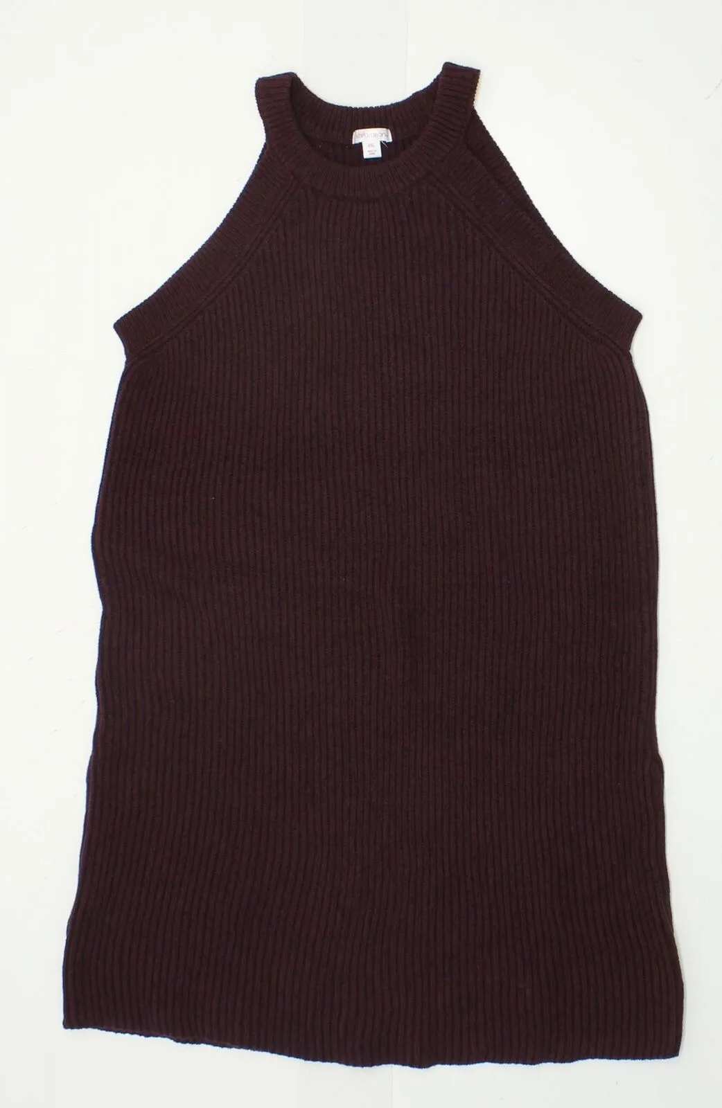 Xhilaration Women's High Neck Sleeveless Sweater Dress Maroon XXL