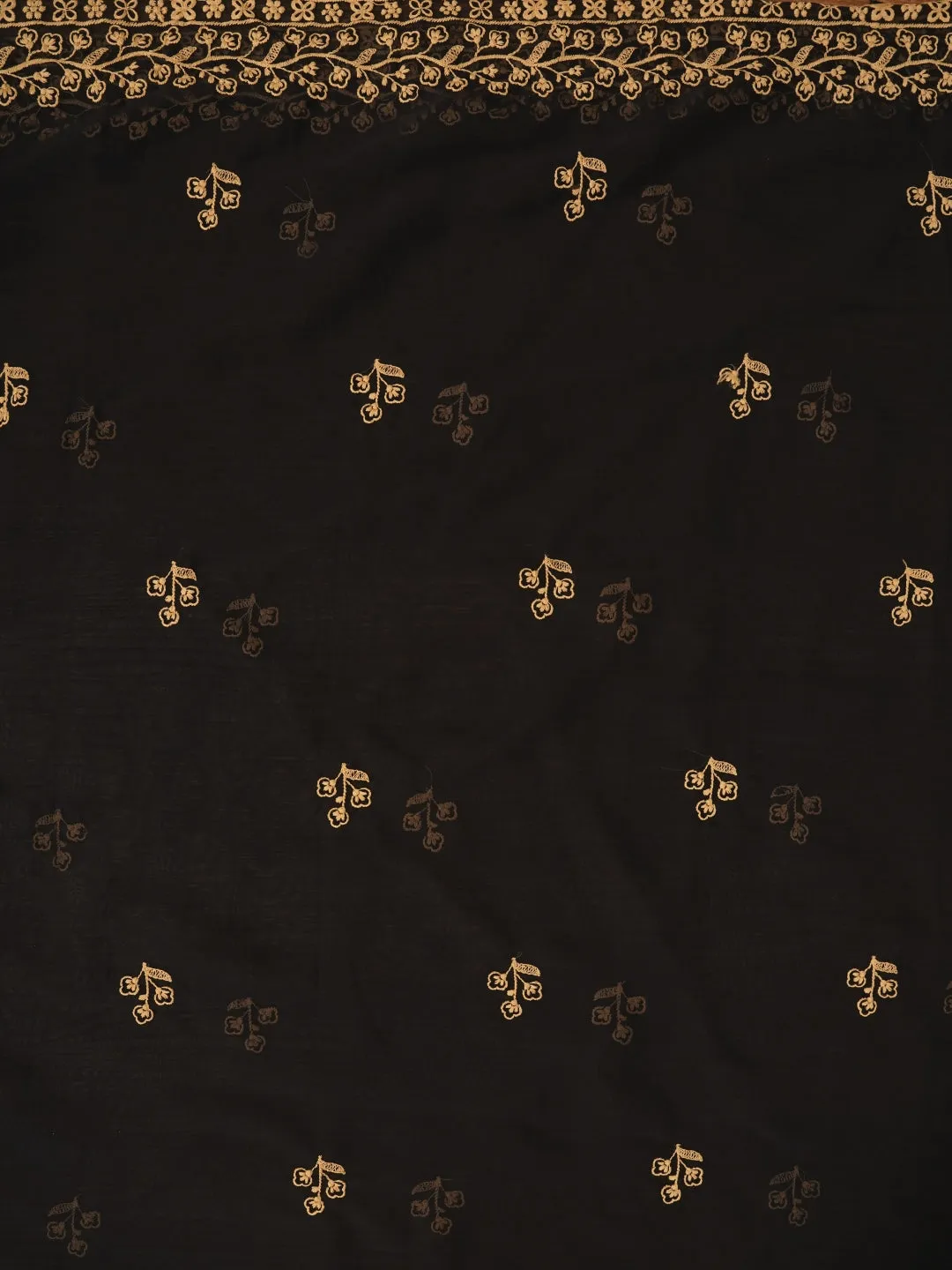 Zari Silk Georgette Black Dress Material with Dupatta